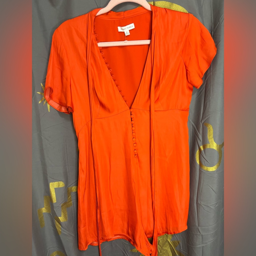 Vibrant Red Button-Front Romper